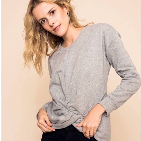 Sincerely Jules Knot Front Gray Sweatshirt - size XS - Picture 11 of 11